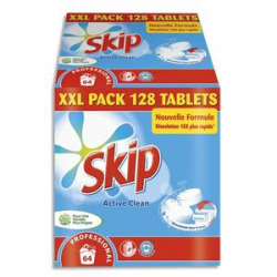 SKIP Pack XXL 128 Tablettes de lessive Active Clean, dissolution rapide