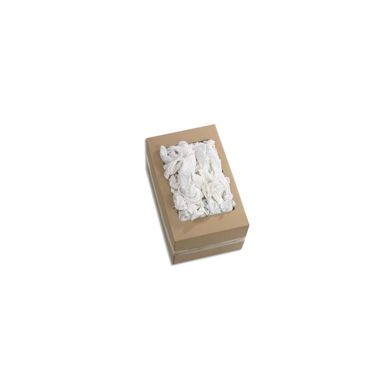 Boîte de 10 Kg de Chiffons en coton Blanc Jersey - Format : 60 x 40 cm