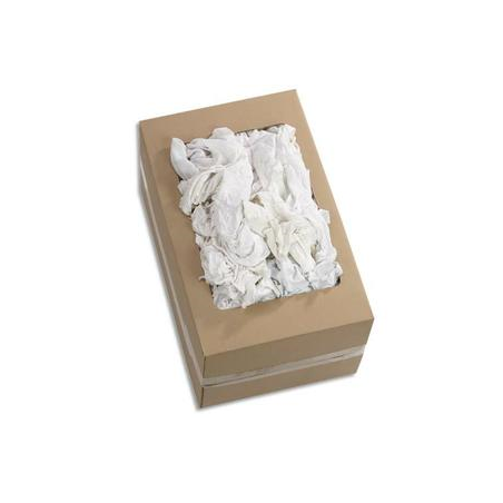 Boîte de 10 Kg de Chiffons en coton Blanc Jersey - Format : 60 x 40 cm