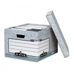 BANKERS BOX Caisse XL L38xh28,7xp43cm, montage automatique, carton recyclé Gris/Blanc