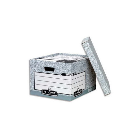 BANKERS BOX Caisse XL L38xh28,7xp43cm, montage automatique, carton recyclé Gris/Blanc