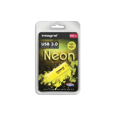 INTEGRAL Clé USB 3.0 Neon 64Go Jaune INFD64GoNEONYL3.0