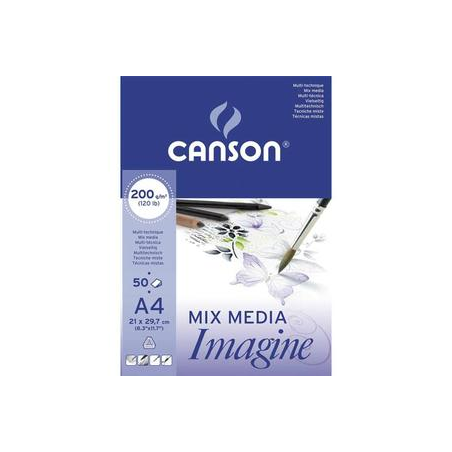 CANSON Bloc de 50 feuilles de papier dessin IMAGINE 200g A4 Blanc