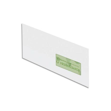 OXFORD Boîte de 500 enveloppes recyclées extra Blanches 90g format DL 110x220 mm avec fenêtre 45x100 mm