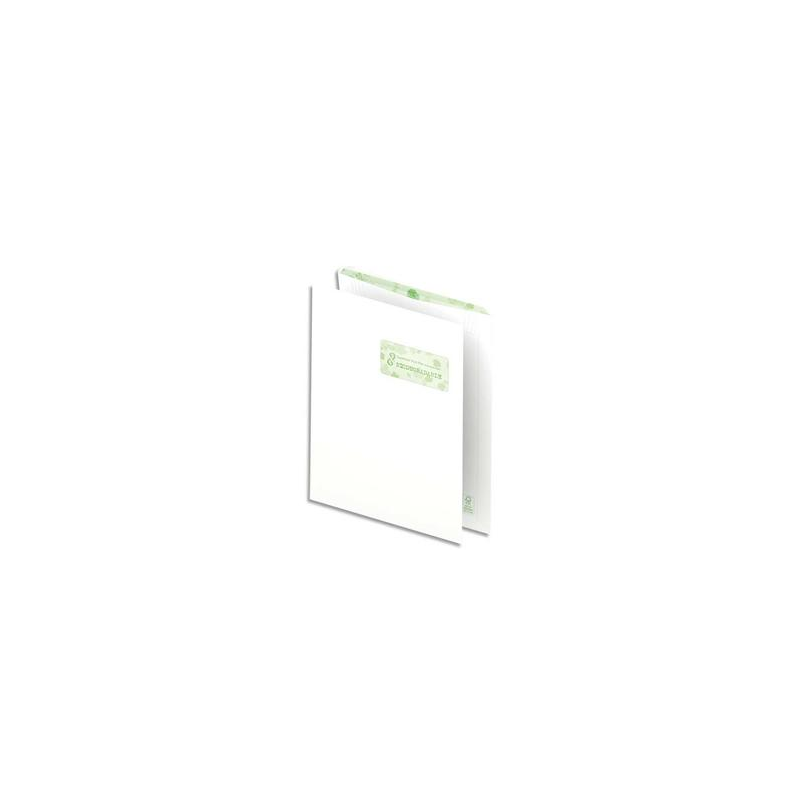 OXFORD Boîte de 250 pochettes recyclées extra Blanches 90g format C4 229x324 mm avec fenêtre 50x100 mm