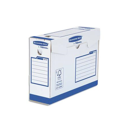BANKERS BOX Boîte archives dos de 10 cm HEAVY DUTY. Montage manuel, en carton Blanc/Bleu.