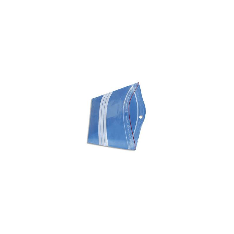 Boîte de 1000 sachets plastique zip transparent bandes Blanches 60microns H32cm ouverture 23cm