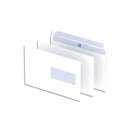 OXFORD Boîte de 500 enveloppes Blanches auto-adhésives 90g format C5 162x229 mm avec fenêtre 45x100 mm