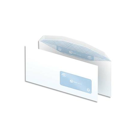 Boîte de 1000 enveloppes Blanches gommées 80g mise sous pli automatique DL2 114X229 fenêtre 45x100