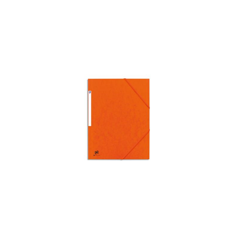 OXFORD Chemise 3 rabats à élastique BOSTON en carte lustrée 5/10e,390g. Format A4. Coloris orange