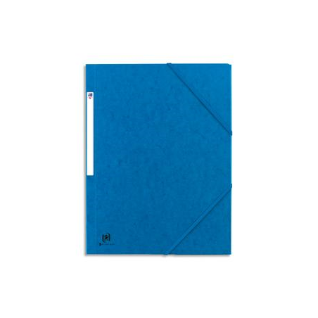 OXFORD Chemise 3 rabats à élastique BOSTON en carte lustrée 5/10e,390g. Format A4. Coloris Bleu