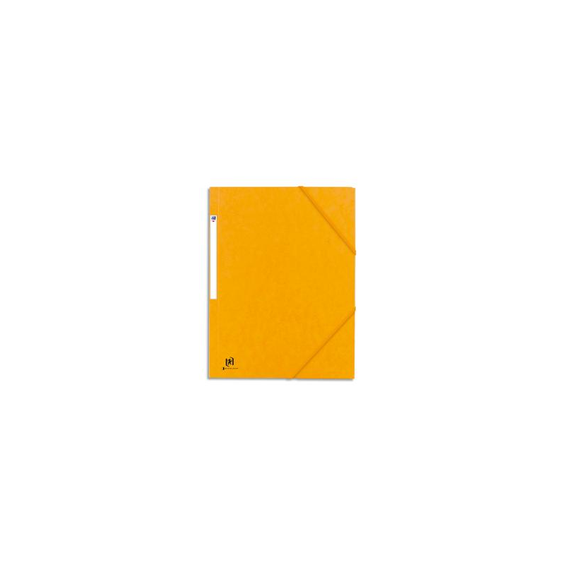OXFORD Chemise 3 rabats à élastique BOSTON en carte lustrée 5/10e, 390g. Format A4. Coloris Jaune