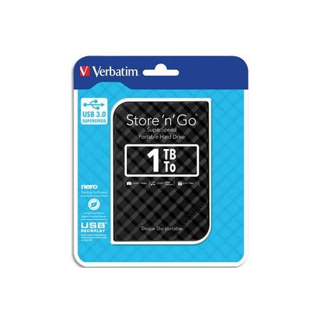 VERBATIM Disque dur 2,5 USB 3.0 Store’N’Go Style 1To Noir 53194