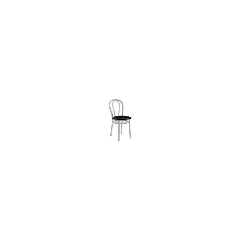 Chaise collectivité Tulipan noir structure alu, assise simili cuir.