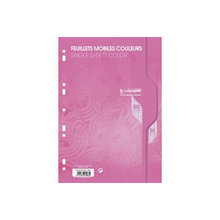 CALLIGRAPHE Copies simples Rose perf 2 trous 80g 100 pages grands carreaux Séyès format A4. Film-CAL 7000