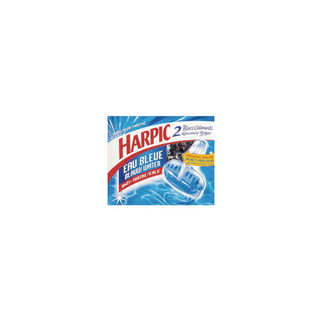 HARPIC Boîte de 2 Blocs pour cuvettes, colore l'eau en Bleu, action anti-tartre, fraîcheur marine