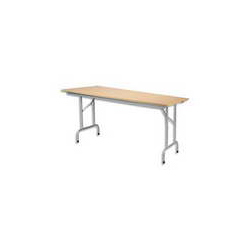 Table pliante Rico, plateau mélaminé Hêtre naturel et structure aluminium - Dim. L160 x P80 cm