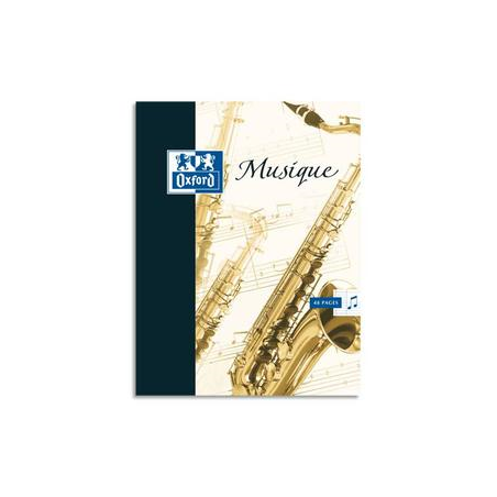 OXFORD Cahier de musique ESSENTIAL piqûre 24 pages Seyès+24 pages portées 24x32. Couverture carte