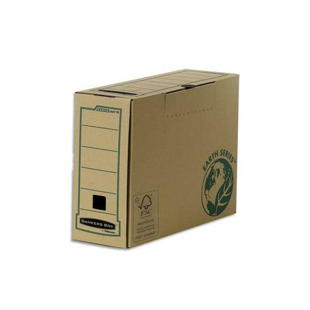 BANKERS BOX Boîte archives dos 15 cm EARTH SERIES. Montage manuel, carton recyclé kraft brun