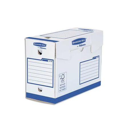 BANKERS BOX Boîte archives dos de 20 cm HEAVY DUTY. Montage manuel, en carton Blanc/Bleu.