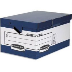 BANKERS BOX Conteneur Maxi HEAVY DUTY. Montage automatique. Carton Blanc/Bleu.