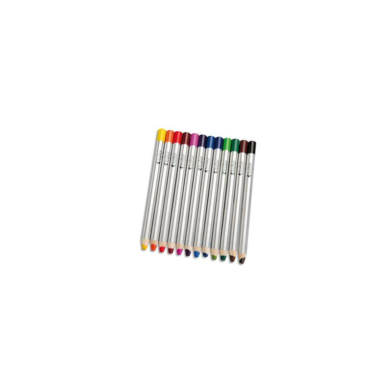 O COLOR Boîte 12 crayons coul gros module pour ardoises et tableau effaçables à sec 180X12 mm, mine 8 mm