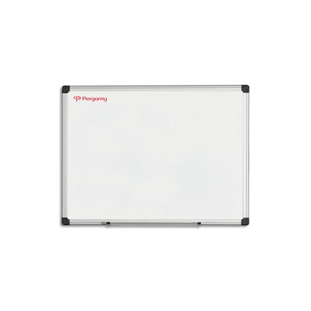 PERGAMY Tableau Blanc émaillé magnétique, cadre aluminium, Format : L60 x H45 cm
