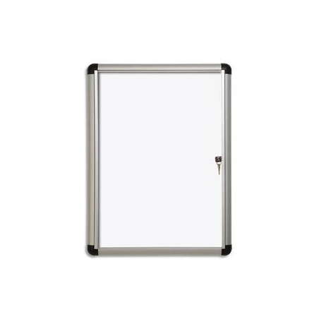 PERGAMY Vitrine d'intérieur Excellence Extra Slim fond magnétique laqué Blanc, cadre alu - 6 feuilles A4
