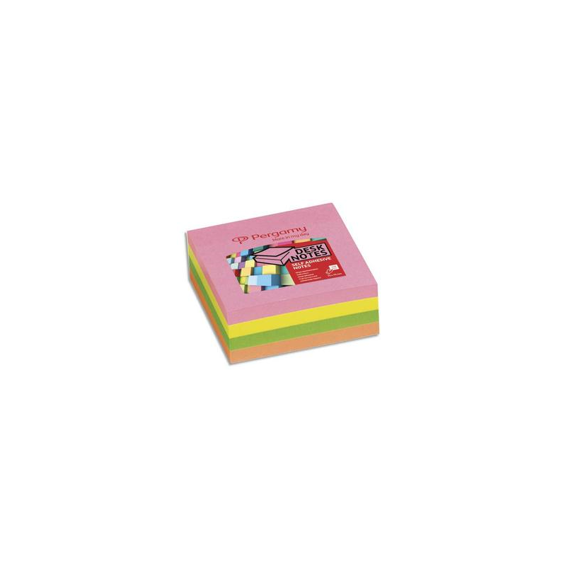 PERGAMY Bloc cube de 320 feuilles repositionnables dimensions 7,6x7,6cm. Coloris assortis pastel