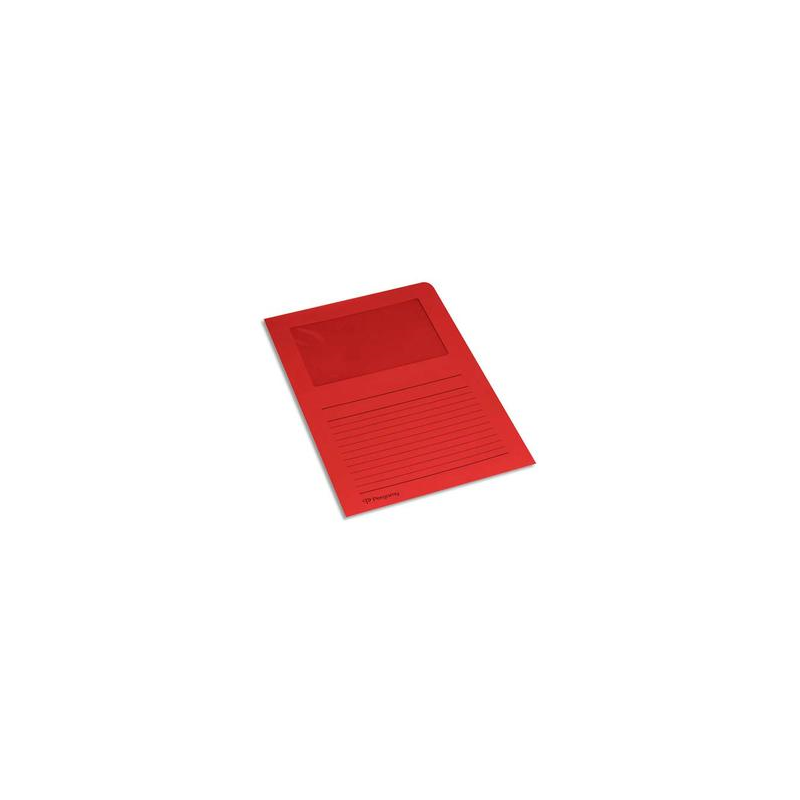 PERGAMY Paquet 100 pochettes coin en carte 120g avec fenêtre. Dimensions 22 x 31 cm. Coloris Rouge