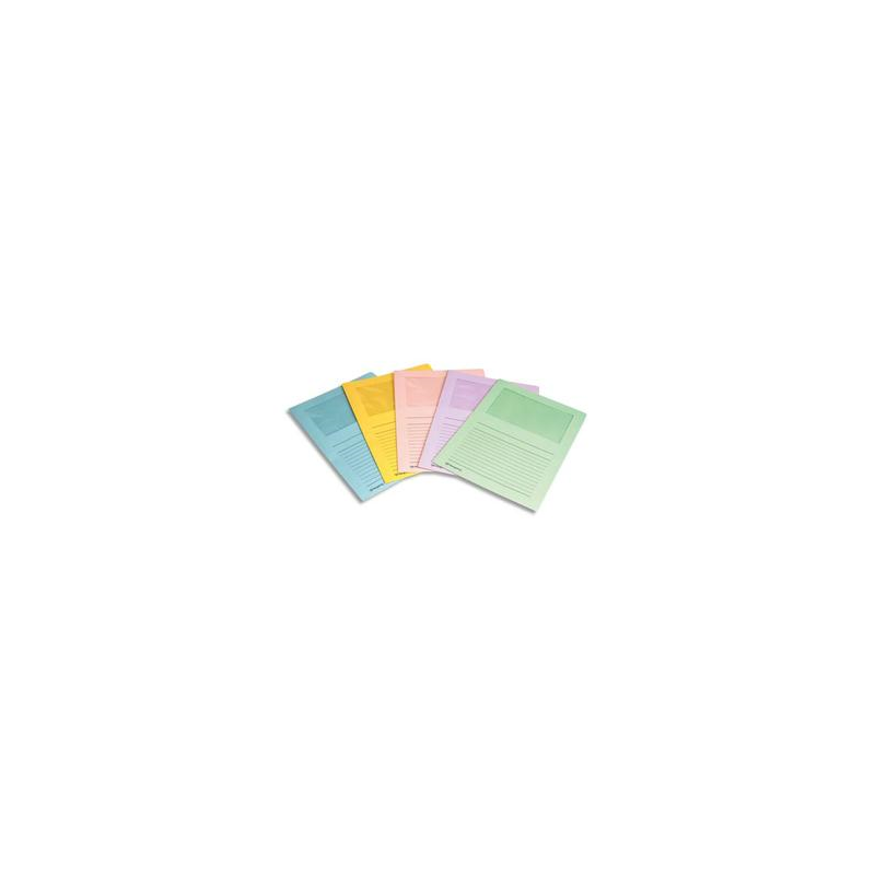 PERGAMY Paquet 100 pochettes coin en carte 120g avec fenêtre. Dimensions 22 x 31 cm. Coloris Blanc
