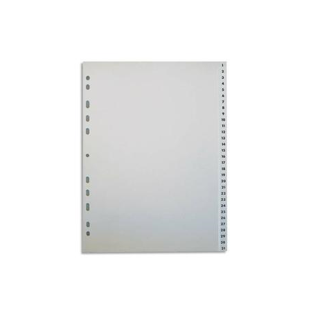 PERGAMY Jeu 31 intercalaires numériques 1-31 polypropylène format A4. Coloris Blanc