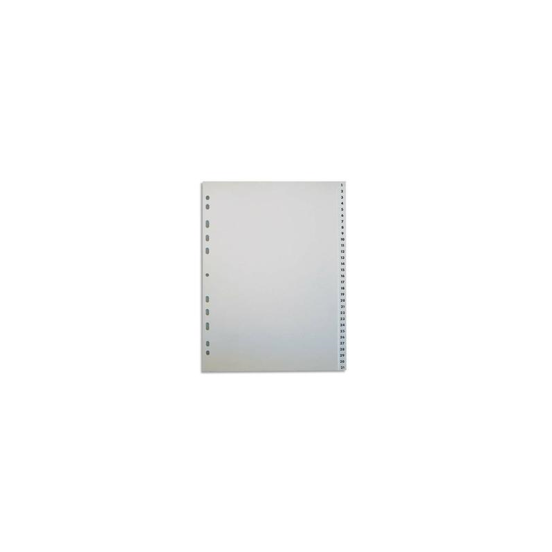 PERGAMY Jeu 31 intercalaires numériques 1-31 polypropylène format A4+. Coloris Blanc