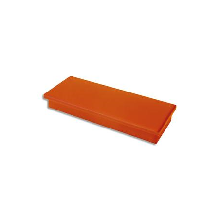 Plaquette de 2 aimants rectangulaires Orange sans téton - Format : 2,3 x 5,5 cm