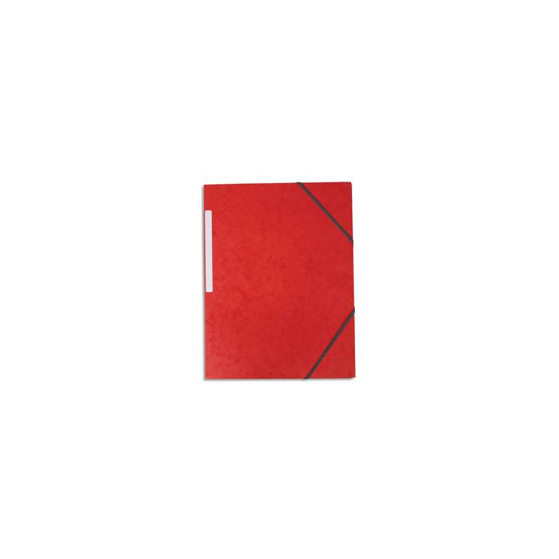 PERGAMY Chemise 3 rabats monobloc à élastique en carte lustrée 5/10e, 390g. Coloris Rouge.
