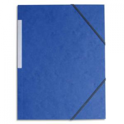 PERGAMY Chemise 3 rabats monobloc à élastique en carte lustrée 5/10e, 390g. Coloris Bleu foncé.