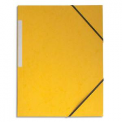 PERGAMY Chemise 3 rabats monobloc à élastique en carte lustrée 5/10e, 390g. Coloris Jaune.