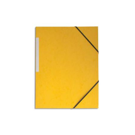 PERGAMY Chemise simple à élastique en carte lustrée 5/10eme 390g. Coloris Jaune. Dimensions 24x32cm