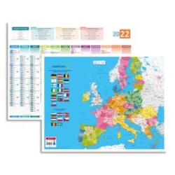 CBG Calendrier Uni-compact, recto grille 12 mois au verso carte union européenne - format : 43 x 55 cm