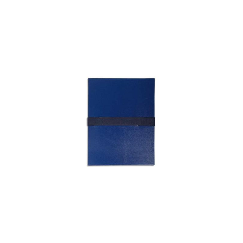EXACOMPTA Chemise extensible en balacron. Rabat en pied, fermeture par sangle velcro. Coloris Bleu foncé