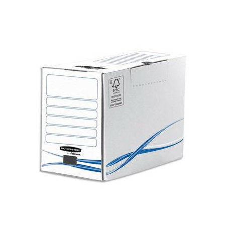 BANKERS BOX Boîte archives dos de 20cm BASIQUE, montage manuel, en carton Blanc/Bleu