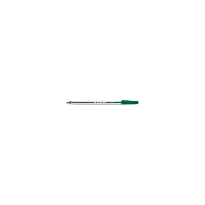 Stylo à bille pointe moyenne encre Verte corps plastique cristal avec capuchon