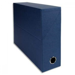 EXACOMPTA Boîte de transfert, carton rigide recouvert de papier toilé, dos 9 cm, 34x25,5 cm, Bleu
