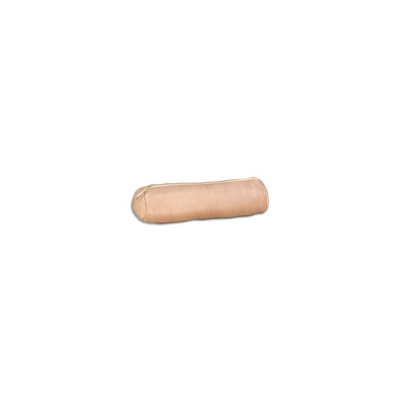 ELBA Trousse ronde unicolore en cuir teinté 22xD6cm - Coloris nude