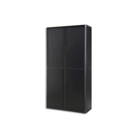 PAPERFLOW EasyOffice armoire démontable corps en PS teinté et rideau Noir - Dim L110x H204x P41,5 cm