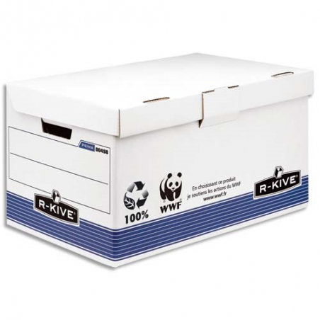 BANKERS BOX Conteneur SYSTEM ouverture sur le dessus, montage automatique, carton recyclé Blanc/Bleu