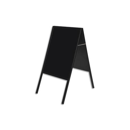 BI-OFFICE Chevalet ardoise Noir double face, pour sol stop trottoir, cadre en bois - Format L45 x H60 cm