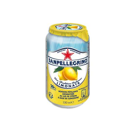 SAN PELLEGRINO Canette 33 cl de jus pétillant minérale aromatisé Limonata Citron à base de concentré