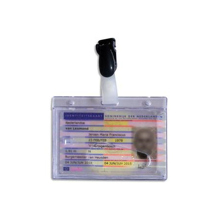 PAVO Boîte de 50 badges tranparents rigides à pince métal pour carte magnétique format 86x54 mm
