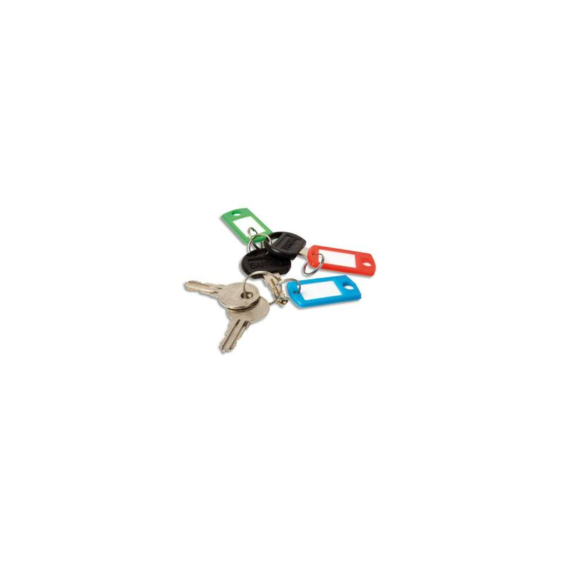 PAVO Boîte de 20 portes clés avec anneaux - Dimensions L x H x P cm coloris assortis
